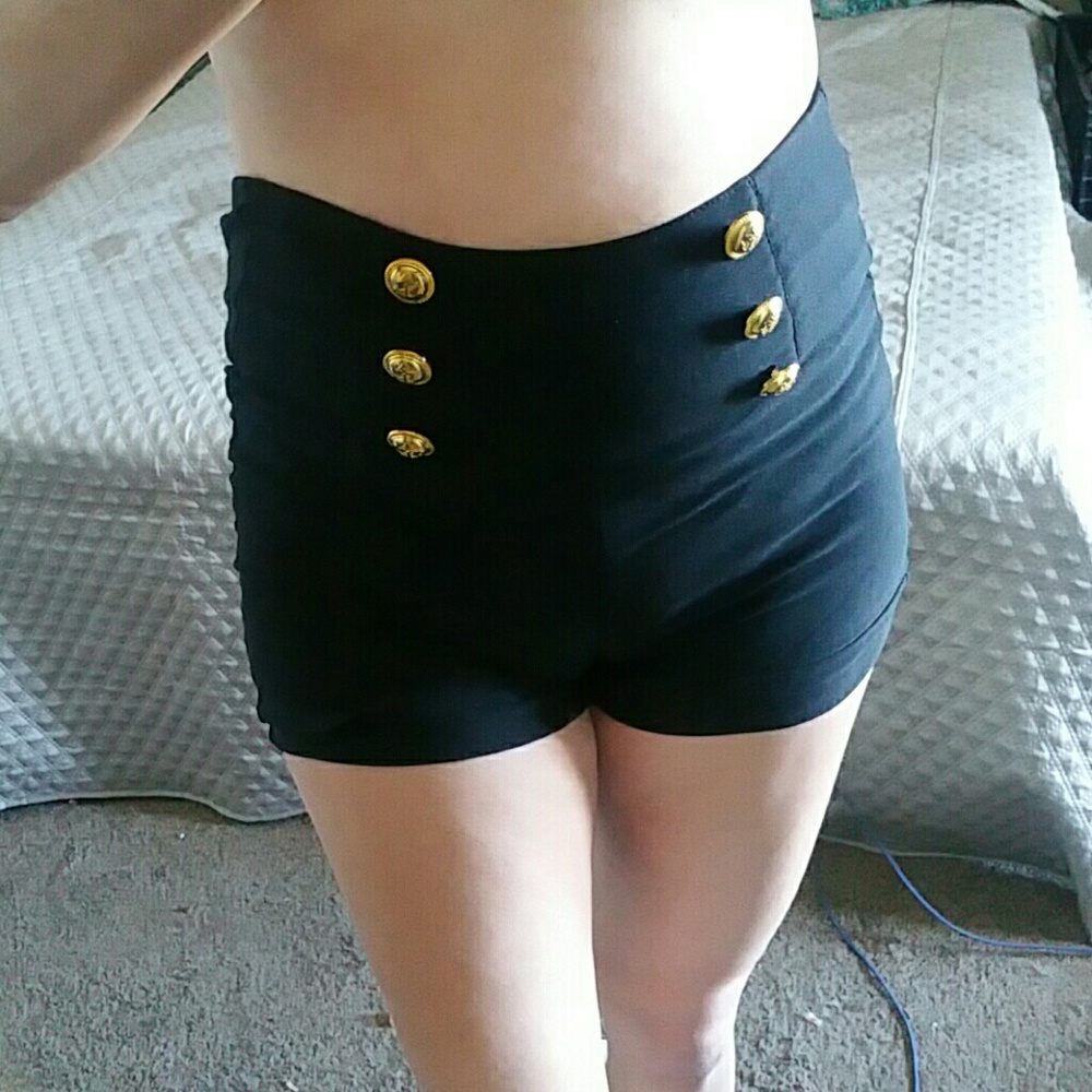 High waisted black sailor shorts black Small